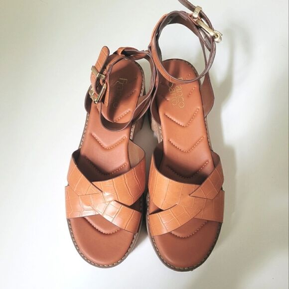 Franco Sarto Snakeskin Wedge Sandals in Terracotta Size 9 - Picture 1 of 5